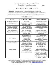 Homeless Shelters and Resources List of Resources - Harrington ...