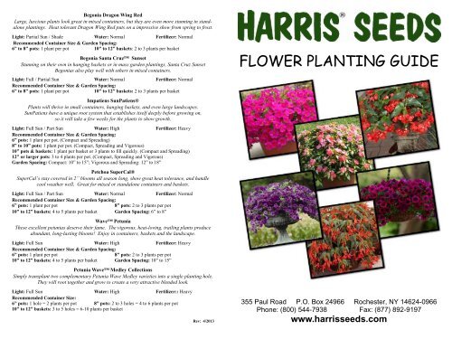FLOWER PLANTING GUIDE Harris Seeds FLOWER PLANTING GUIDE Harris Seeds