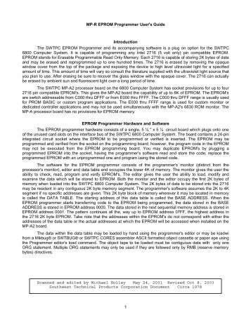 EPROM Programmer User's Guide - The SWTPC Computer ...