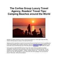 The Corliss Group Luxury Travel Agency, Readers' Travel Tips: Camping Beaches around the World