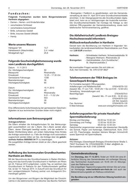 Gemeindeblatt 2013 KW48 - Gemeinde Hartheim