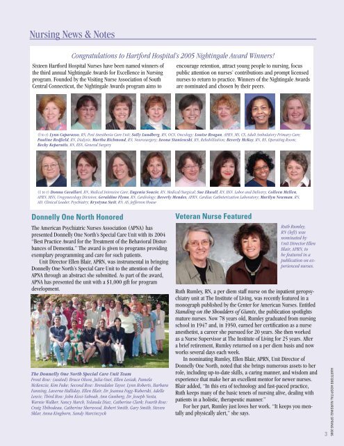 Hartford Hospital Nursing Magazine, Spring 2005