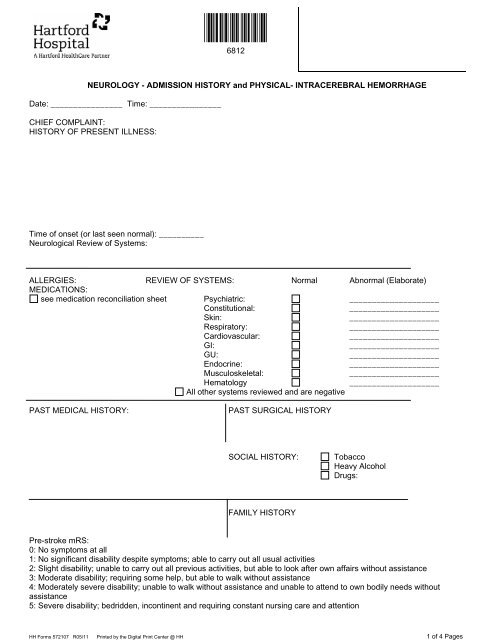 NEUROLOGY - ADMISSION HISTORY and PHYSICAL ...