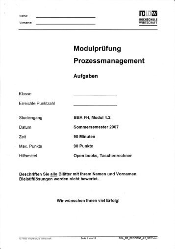 Modulprüfung Prozessmanagement - Harti