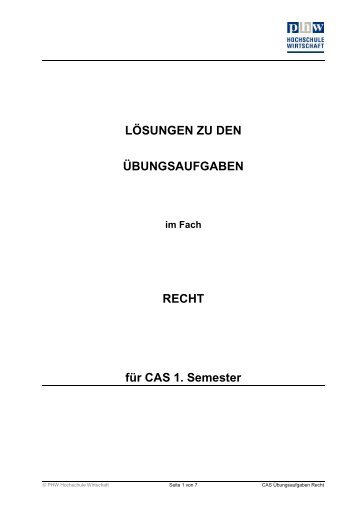 LÖSUNGEN ZU DEN ÜBUNGSAUFGABEN RECHT für CAS ... - Harti