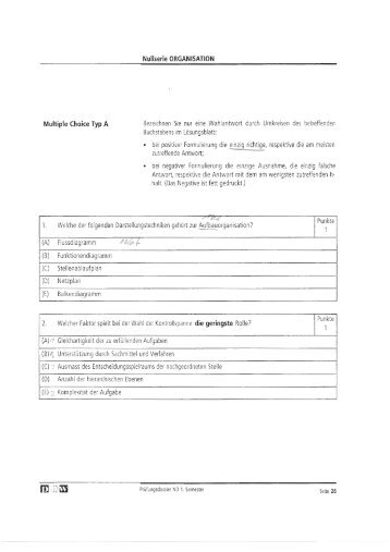 Nullserie ORGANISATION Multiple Choice Typ A Bezeichnen ... - Harti