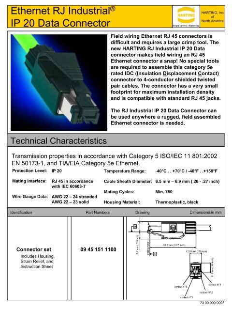 Ethernet RJ Industrial® IP 20 Data Connector