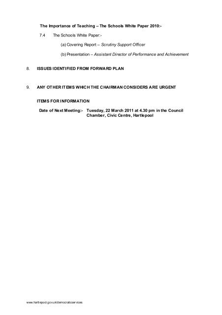 children's services scrutiny forum agenda - Hartlepool Borough ...