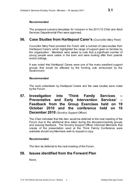 children's services scrutiny forum agenda - Hartlepool Borough ...