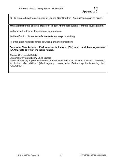 children's services scrutiny forum agenda - Hartlepool Borough ...