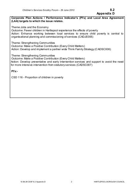 children's services scrutiny forum agenda - Hartlepool Borough ...