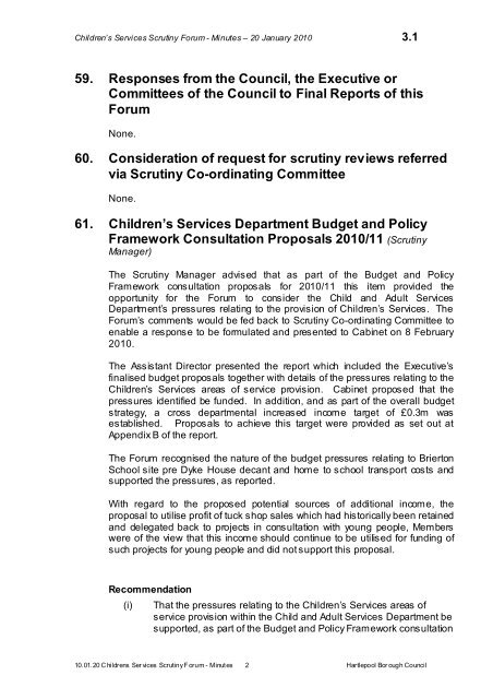 children's services scrutiny forum agenda - Hartlepool Borough ...