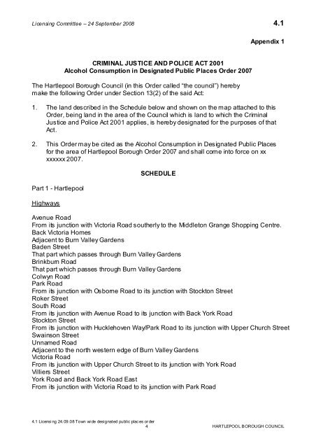 LICENSING COMMITTEE AGENDA - Hartlepool Borough Council