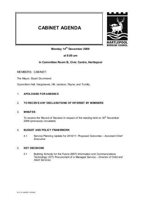 CABINET AGENDA - Hartlepool Borough Council