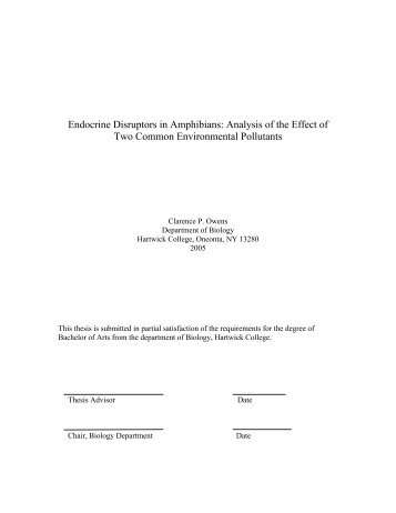 Endocrine Disruptors in Amphibians: Analysis of ... - Hartwick College