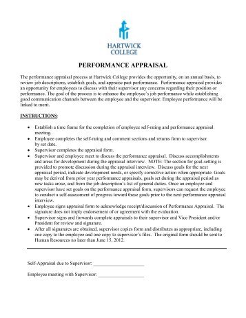 performance appraisal - Hartwick College