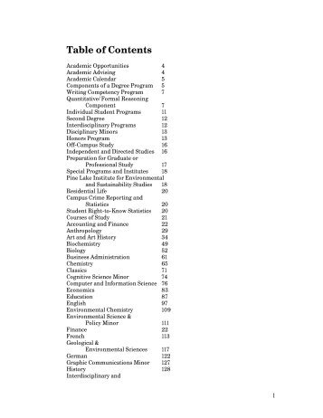 Table of Contents - Hartwick College