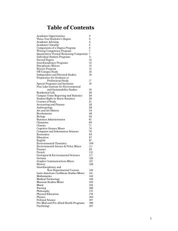 Table of Contents - Hartwick College
