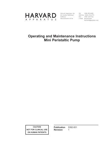 Mini Peristaltic Pump Manual - Harvard Apparatus