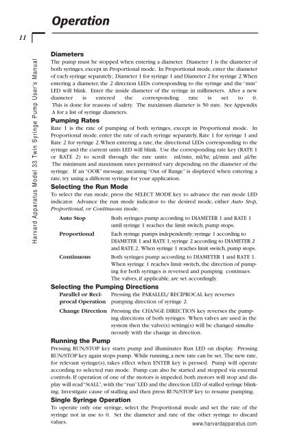 Model 33 Twin Syringe Pump User's Manual - Harvard Apparatus