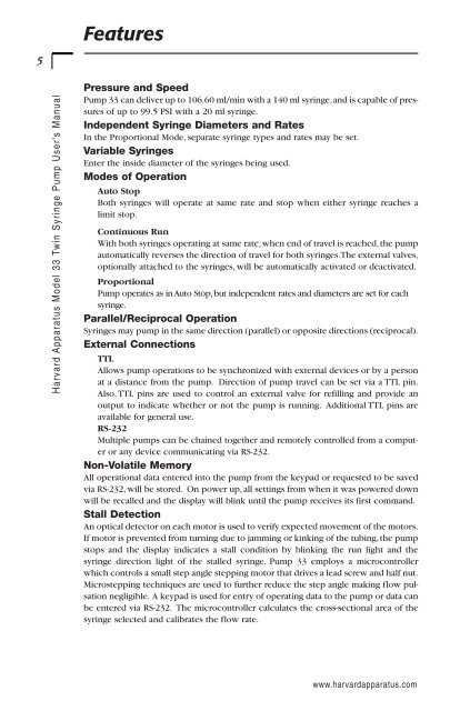 Model 33 Twin Syringe Pump User's Manual - Harvard Apparatus