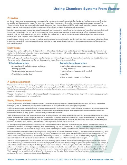 Guide to Ussing Chamber Systems - Harvard Apparatus