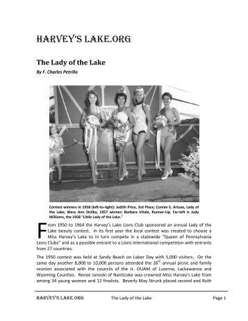 HARVEY'S LAKE.ORG - Historic Harvey's Lake