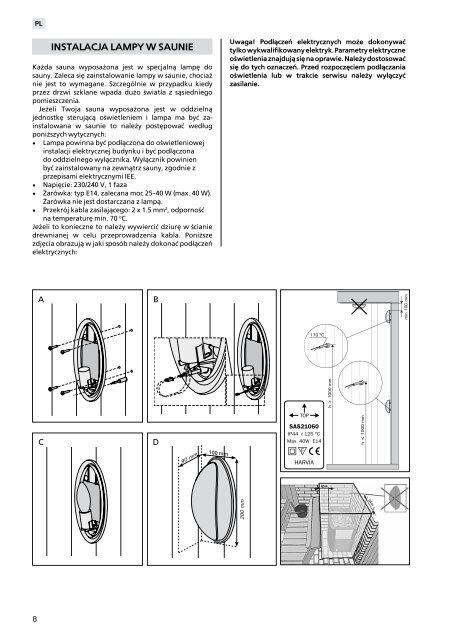 Instrukcje montażu i użytkowania - Harvia