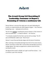 The Avanti Group LLC Recruiting & Leadership - Scamming of veteran a cautionary tale