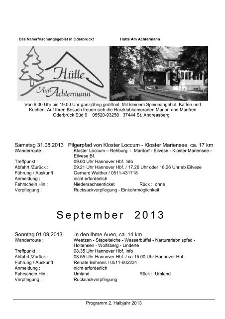 Programmheft 02/2013 zum Download - Harzklub Zweigverein ...