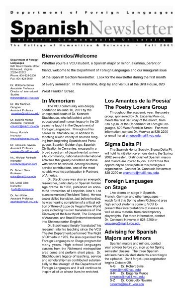 Spanish Newsletter - College of Humanities and Sciences