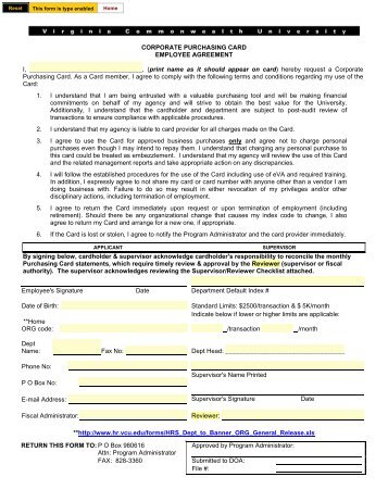Corporate Purchasing Card Employee Agreement