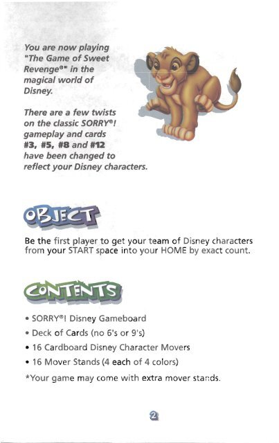 Sorry Disney Edition Instructions - Hasbro