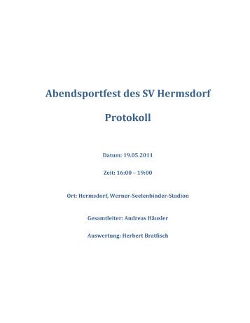 Abendsportfest des SV Hermsdorf Protokoll - Hasentallauf