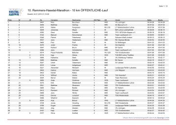 10. Remmers-Hasetal-Marathon - 10 km ÖFFENTLICHE-Lauf