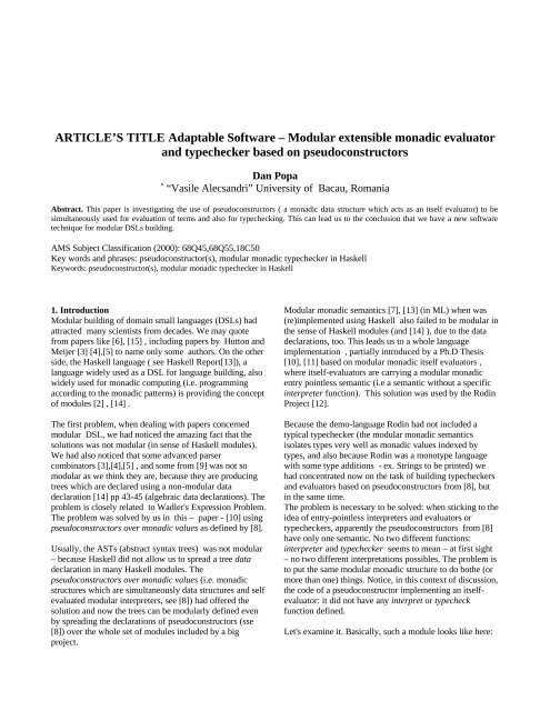 Buletin stiintific 2008 - Haskell