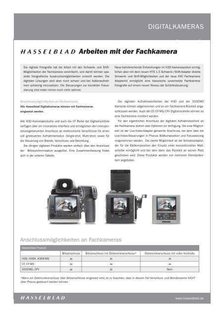 Arbeiten mit der Fachkamera - Hasselblad