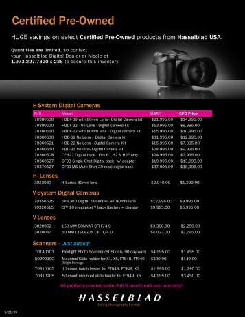 Certified Pre-Owned - Hasselblad