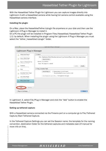 Lightroom Tether plugin tutorial - Hasselblad