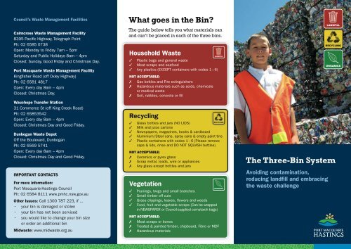 The Three-Bin System What goes in the Bin? - Hastings Council