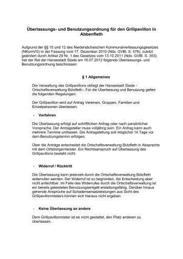 Überlassungs- und Benutzungsordnung für den ... - Bützfleth