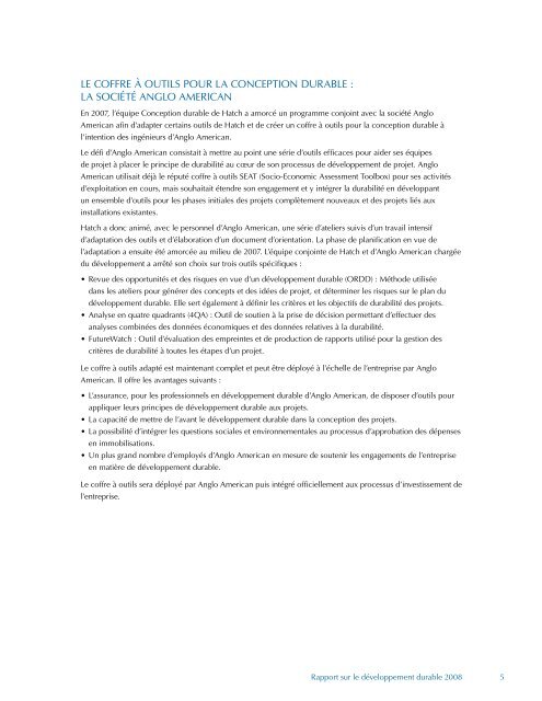 Rapport Sur Le Developpement Durable 2008 [pdf, 1.15 MB] - Hatch