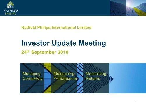 Presentation - Investor Update Meeting with Q&A ... - Hatfield Philips