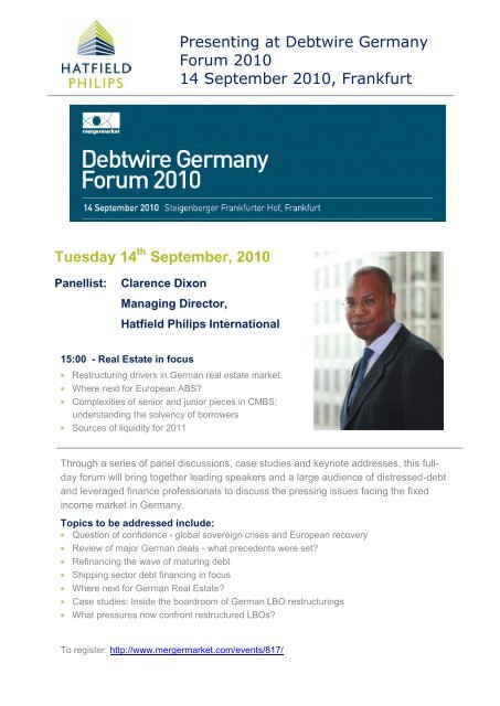 Presenting at Debtwire Germany Forum 2010 14 ... - Hatfield Philips