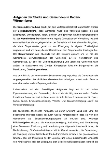 Aufgaben der Städte und Gemeinden in Baden ... - Hattenhofen