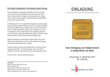 Erste Verlegung von Stolpersteinen in ... - Stadt Hattersheim