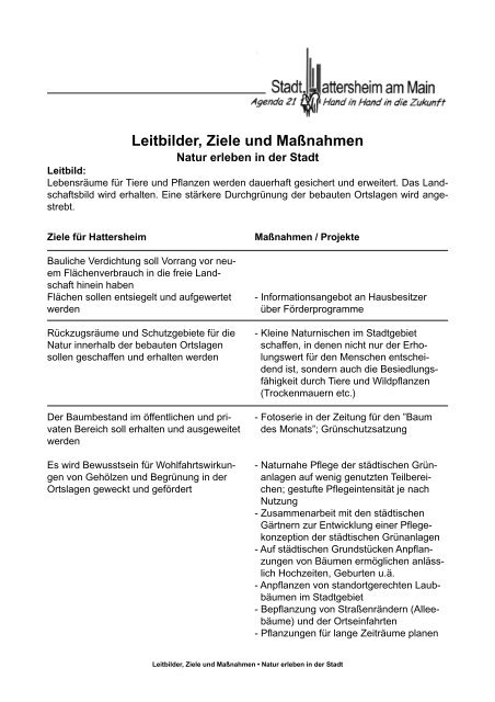 Leitbilder, Ziele und Maßnahmen - Stadt Hattersheim