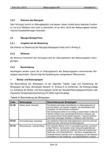 Umweltbericht Büro Gall - Freiraumplanung und ... - Stadt Hattersheim