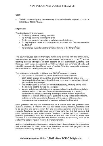 union hellenic toeic sample american test ® Toeic the for  Sample Hellenic  American Test Union Exam