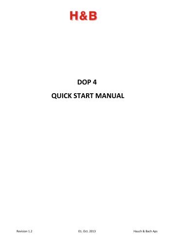 DOP 4 QUICK START MANUAL - Hauch & Bach